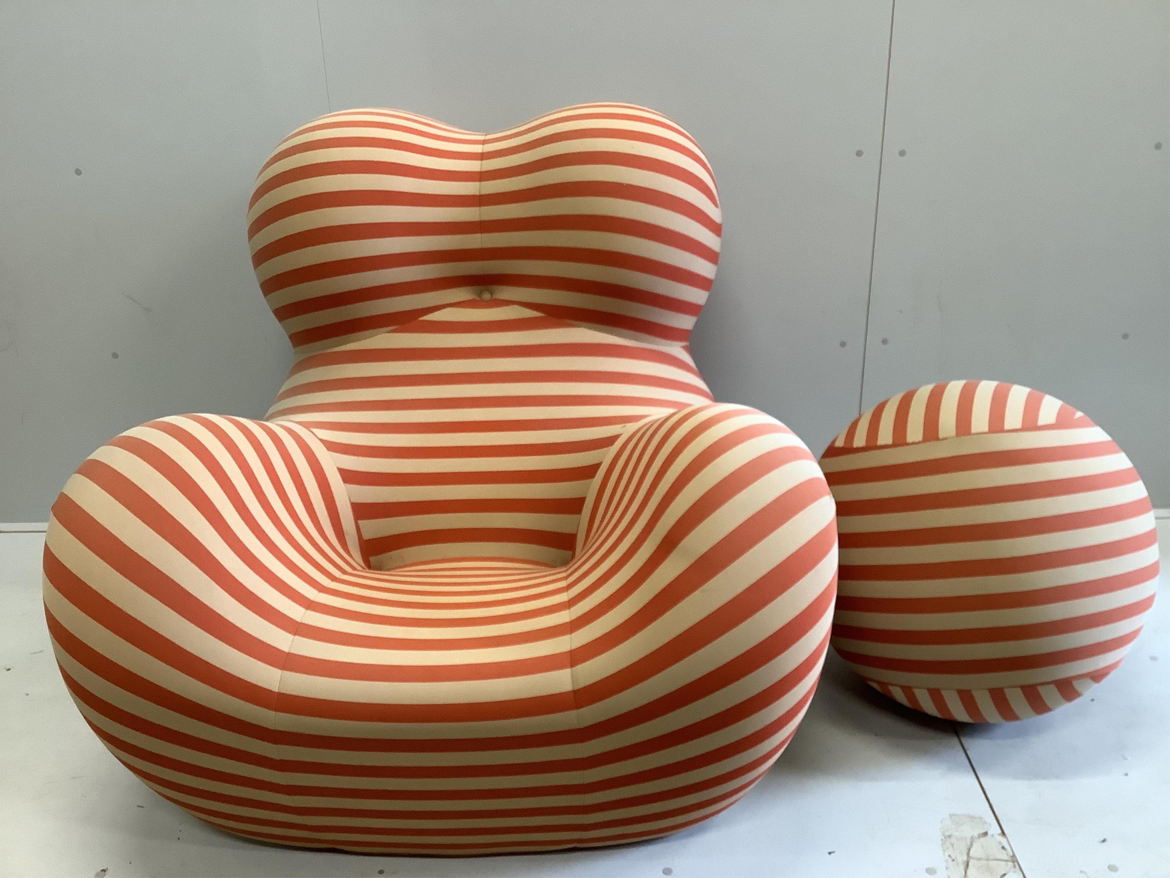 A B&B Italia UP 5 Mama Chair, width 110cm, depth 110cm, height 100cm and a UP 6 Stool by Gaetano Pesce
